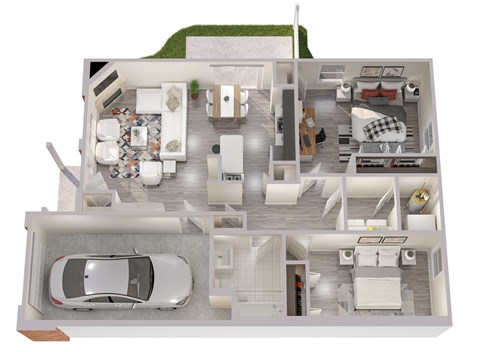Floor plan for 2 beds, 1 bath, 1000 sqft